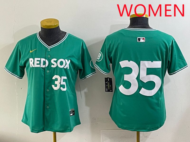 Women 2025 Boston Red Sox 35 No Name Dark Green Joint Name Nike MLB Jersey style 4